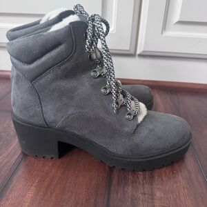 Indigo Rd. Gray Suede Faux Fur Women's Ankle Boots